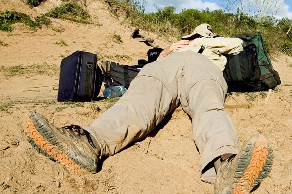 Richard Hughes taking a break on the trail to Moramanga