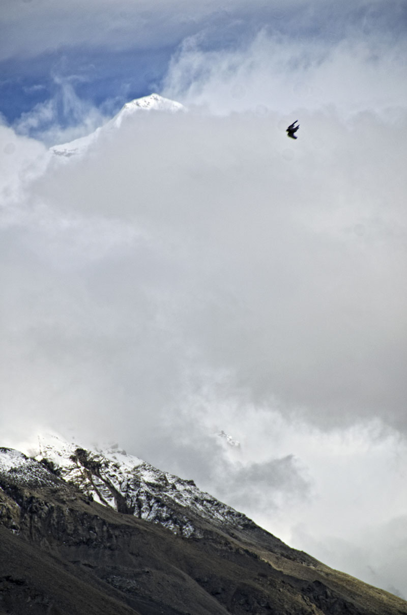 I see you The top of Mt. Everest (Mt. Qomolangma) as seen from Tibet's north base camp. Photo: Richard W. Hughes