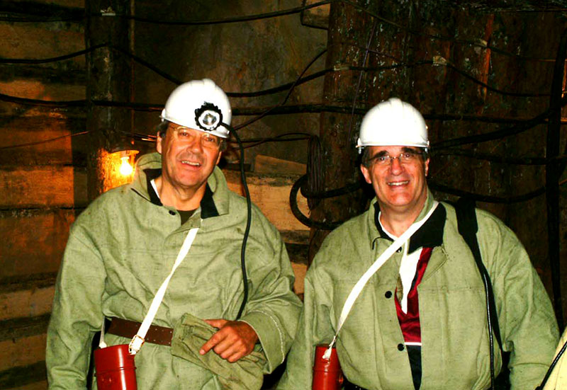 Helmut Swarovski (left) and Warren Boyd (right) underground at Malysheva. Photo: Warren Boyd
